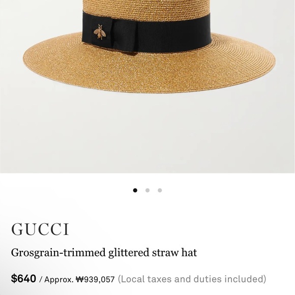 Gold grosgrain trimmed glittered, straw hat NWT - Picture 9 of 9